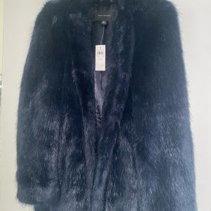 Ann Taylor Navy blue Faux Fur jacket